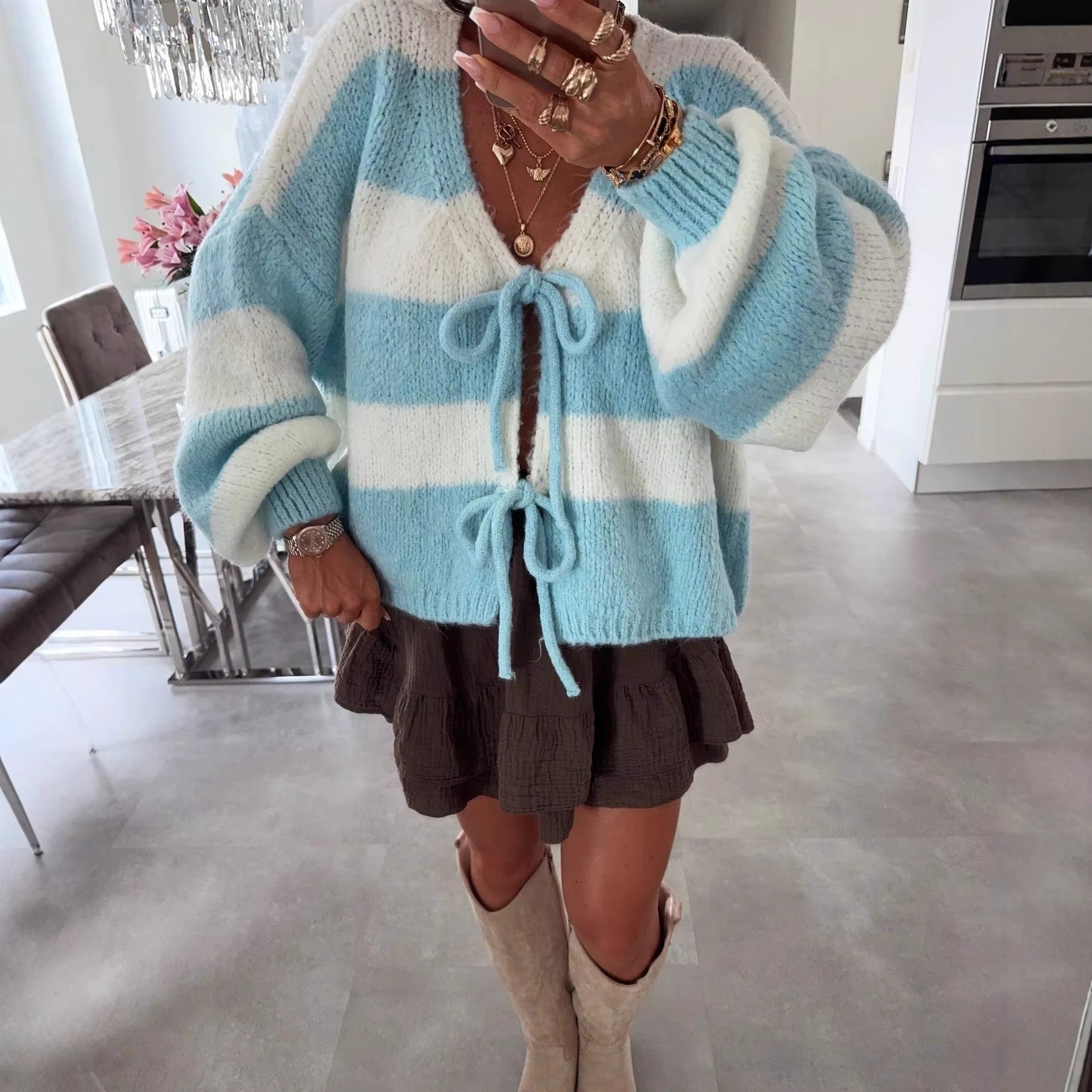 Stripes & Strings® - Cardigan con lacci