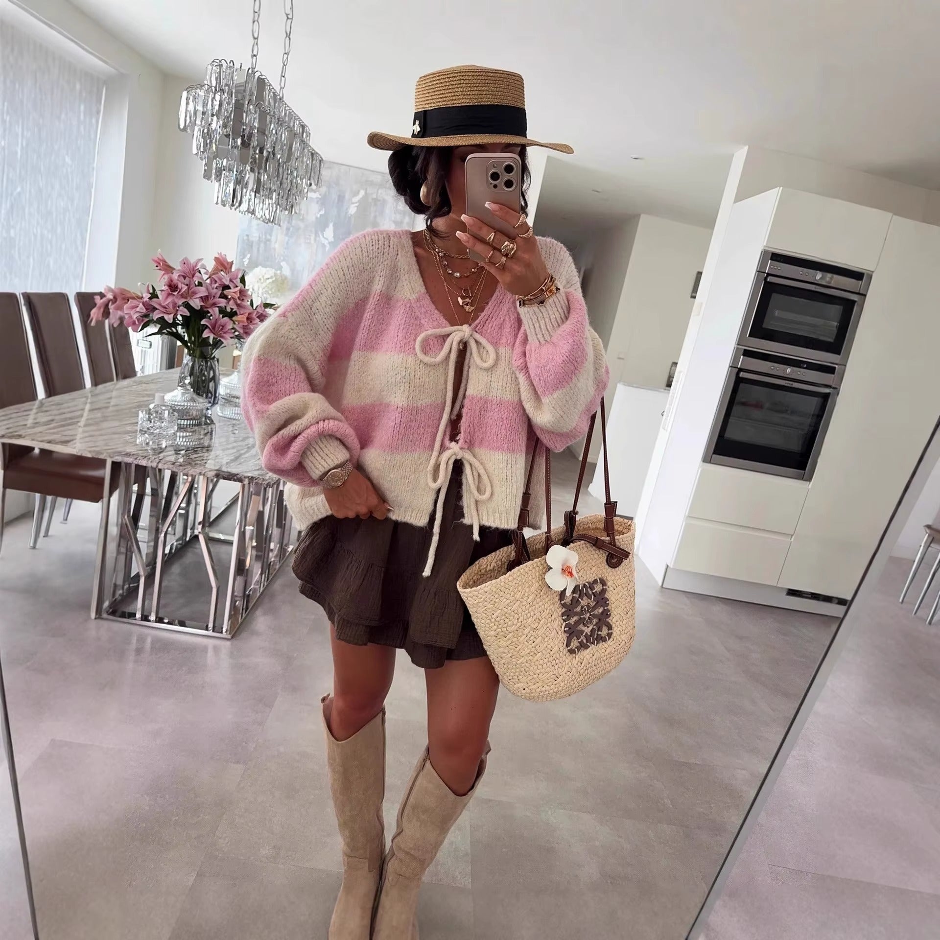 Stripes & Strings® - Cardigan con lacci